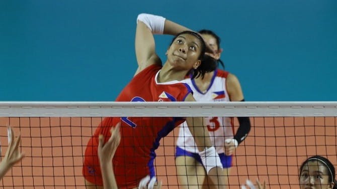 Alyssa Valdez reacts after being named country’s flag bearer for SEA Games